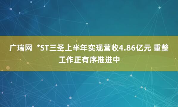 广瑞网  *ST三圣上半年实现营收4.86亿元 重整工作正有序推进中